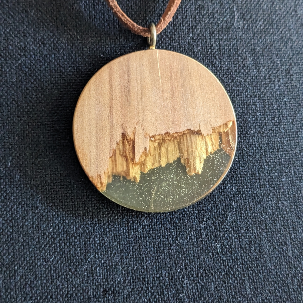 Wood and Resin Pendant Necklace